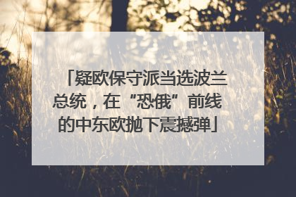 疑欧保守派当选波兰总统，在“恐俄”前线的中东欧抛下震撼弹