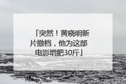 突然！黄晓明新片撤档，他为这部电影增肥30斤
