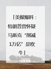 美媒爆料：特朗普曾怀疑马斯克“削减1万亿”是吹牛