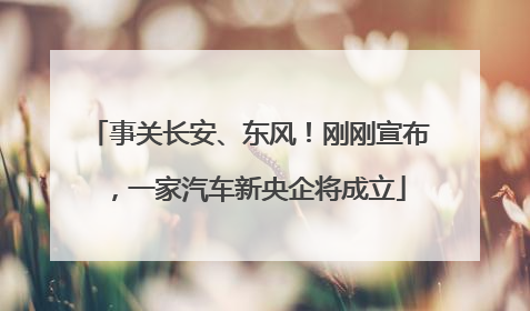 事关长安、东风！刚刚宣布，一家汽车新央企将成立