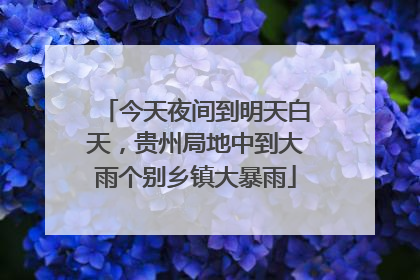 今天夜间到明天白天，贵州局地中到大雨个别乡镇大暴雨