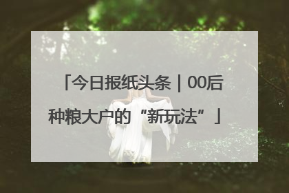 今日报纸头条｜00后种粮大户的“新玩法”