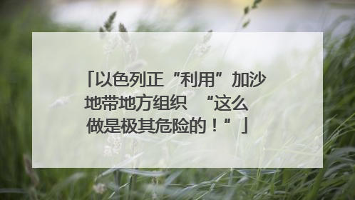 以色列正“利用”加沙地带地方组织  “这么做是极其危险的！”