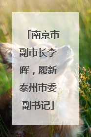 南京市副市长李晖，履新泰州市委副书记