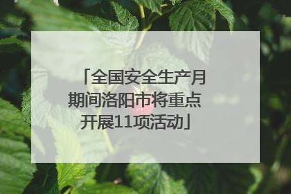 全国安全生产月期间洛阳市将重点开展11项活动