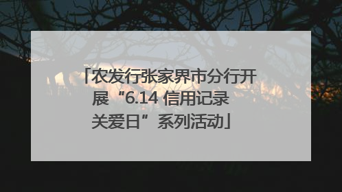 农发行张家界市分行开展“6.14 信用记录关爱日”系列活动