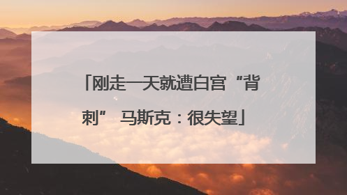 刚走一天就遭白宫“背刺” 马斯克：很失望