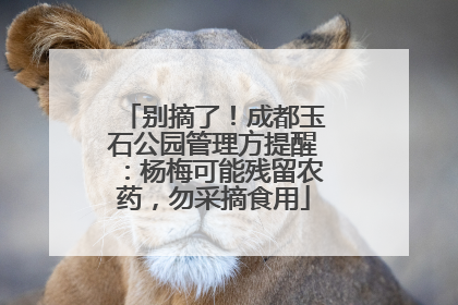 别摘了！成都玉石公园管理方提醒：杨梅可能残留农药，勿采摘食用