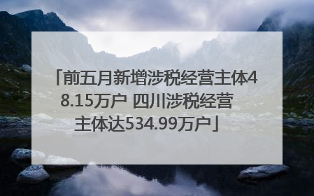 前五月新增涉税经营主体48.15万户 四川涉税经营主体达534.99万户
