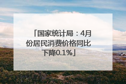国家统计局：4月份居民消费价格同比下降0.1%