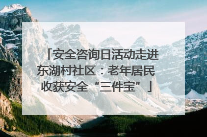 安全咨询日活动走进东湖村社区：老年居民收获安全“三件宝”