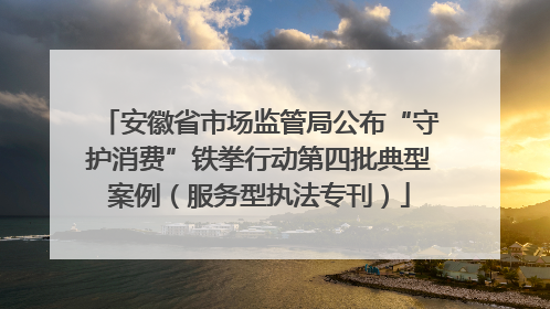 安徽省市场监管局公布“守护消费”铁拳行动第四批典型案例（服务型执法专刊）