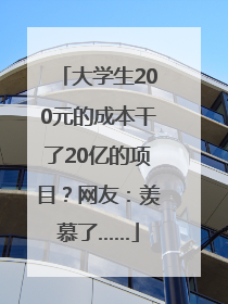 大学生200元的成本干了20亿的项目？网友：羡慕了……