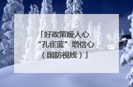 好政策暖人心 “孔雀蓝”增信心（国防视线）