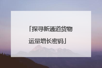 探寻新通道货物运量增长密码