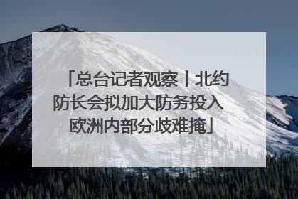 总台记者观察丨北约防长会拟加大防务投入 欧洲内部分歧难掩
