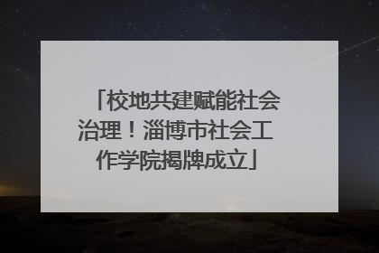 校地共建赋能社会治理！淄博市社会工作学院揭牌成立