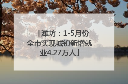 潍坊：1-5月份全市实现城镇新增就业4.27万人
