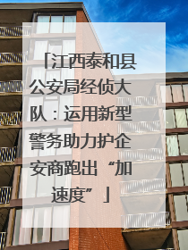 江西泰和县公安局经侦大队：运用新型警务助力护企安商跑出“加速度”