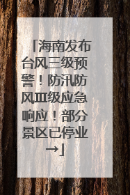 海南发布台风三级预警！防汛防风Ⅲ级应急响应！部分景区已停业→