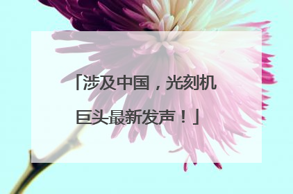 涉及中国，光刻机巨头最新发声！