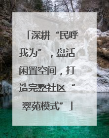 深耕“民呼我为”，盘活闲置空间，打造完整社区“翠苑模式”