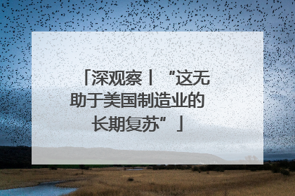 深观察丨“这无助于美国制造业的长期复苏”
