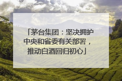 茅台集团：坚决拥护中央和省委有关部署，推动白酒回归初心