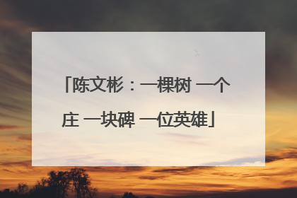 陈文彬：一棵树 一个庄 一块碑 一位英雄