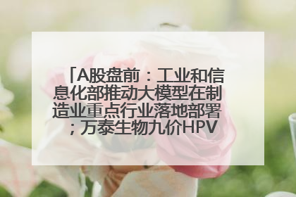 A股盘前：工业和信息化部推动大模型在制造业重点行业落地部署；万泰生物九价HPV疫苗获批上市；特朗普催促鲍威尔降息